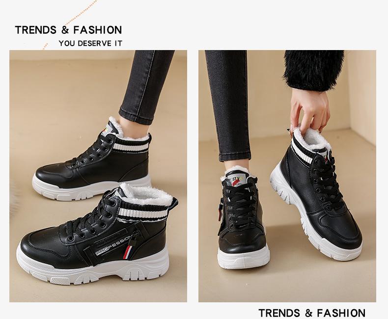 Velvet Warm Leather Walking Outdoor Shoes