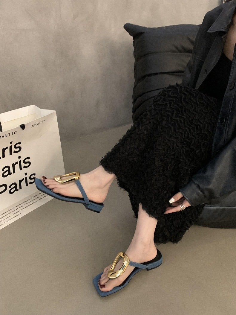 Buckle Clip-Toe Slippers