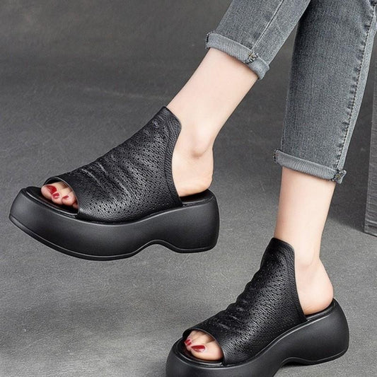 Handmade Breathable Leather Retro Slippers