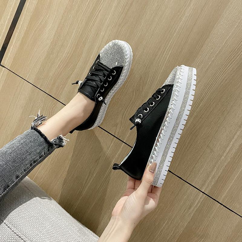 Crystals Bling Leather Round Toe Shoes