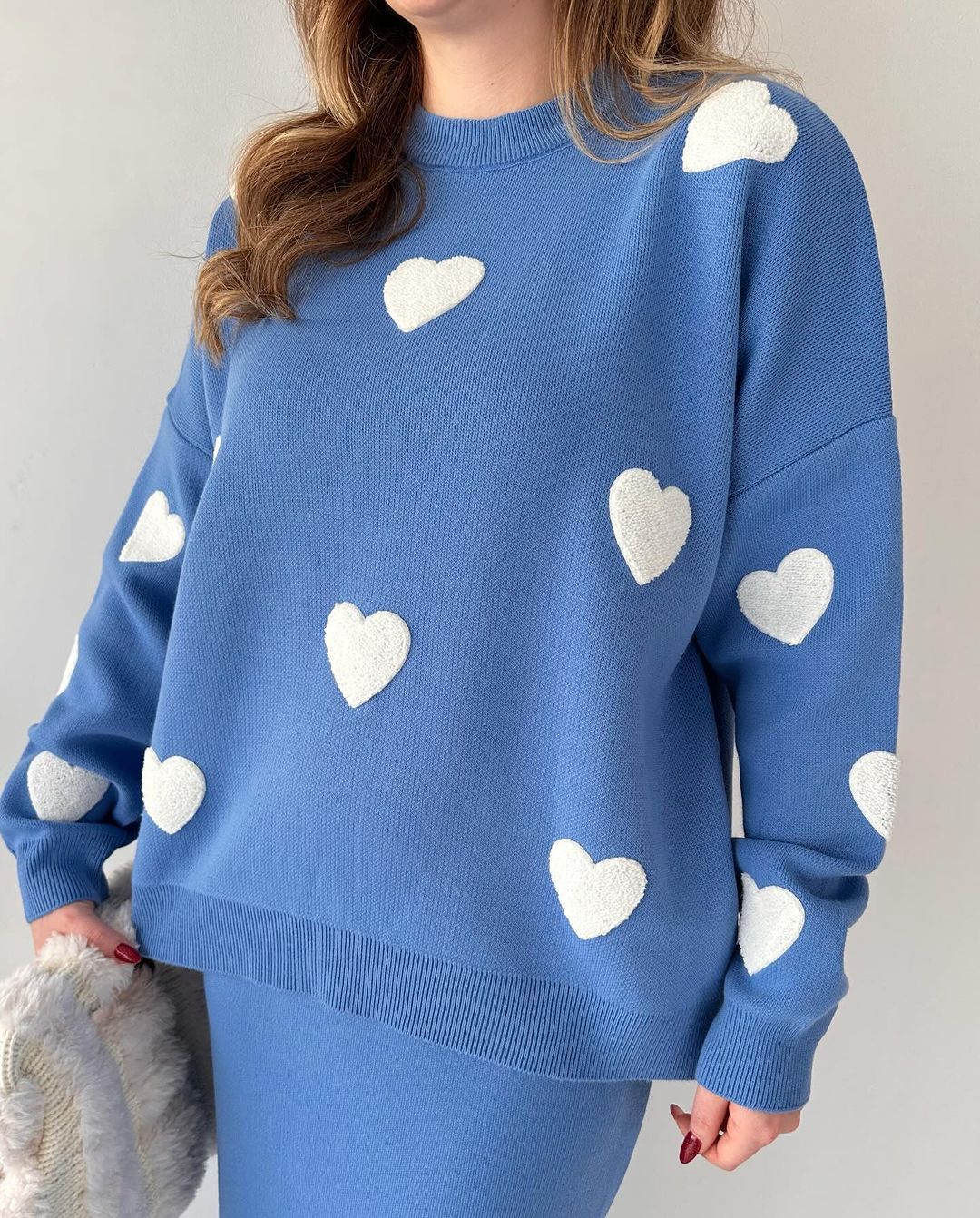 Heart Embroidery Knitted Suits
