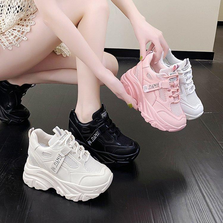 Breathable Mesh Lace-Up Chunky Sneakers