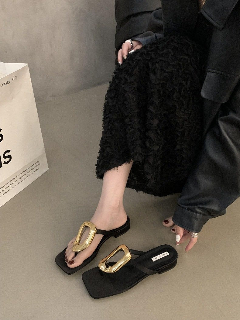 Buckle Clip-Toe Slippers