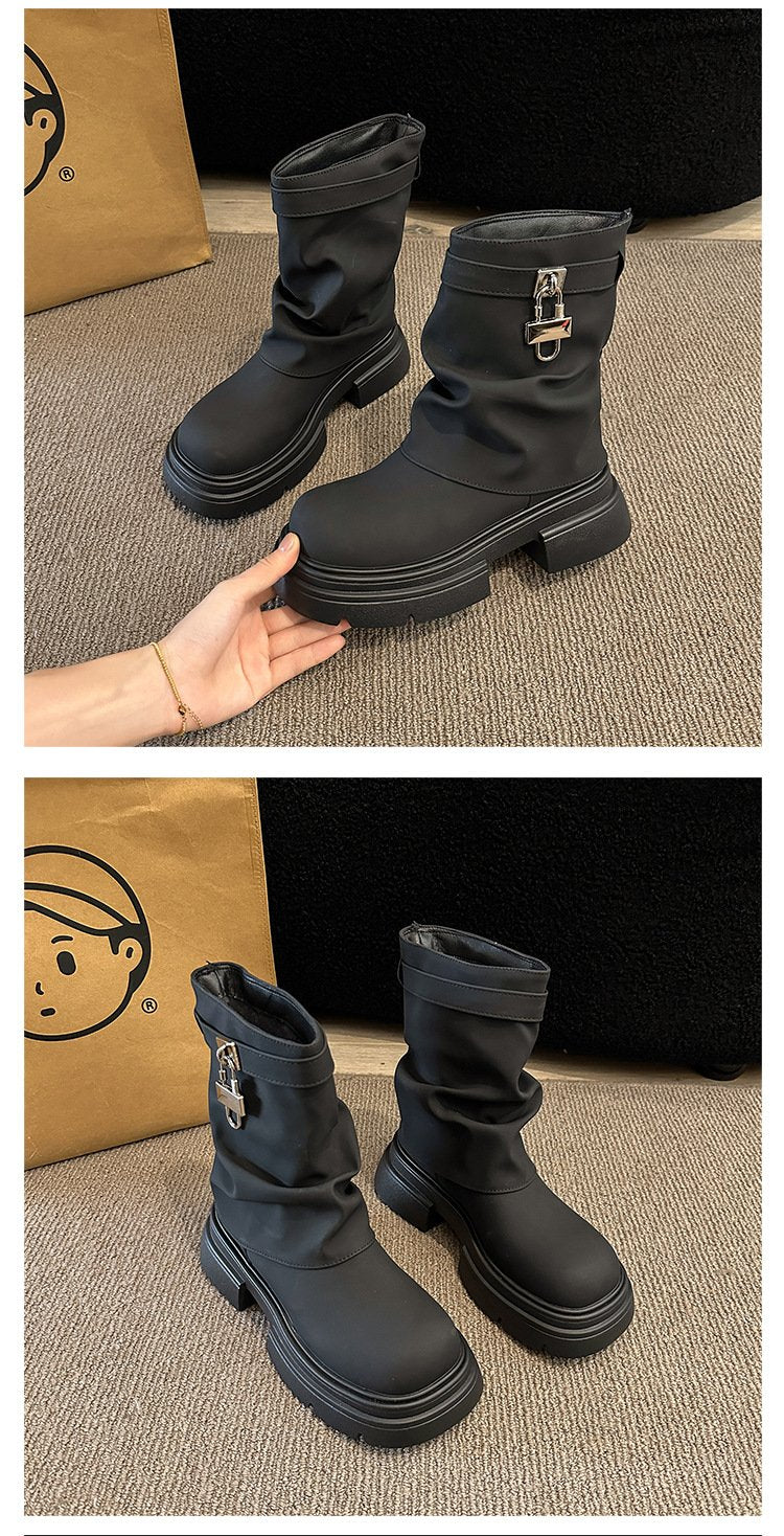 Stacking Metallic Square Toe Classic Boots