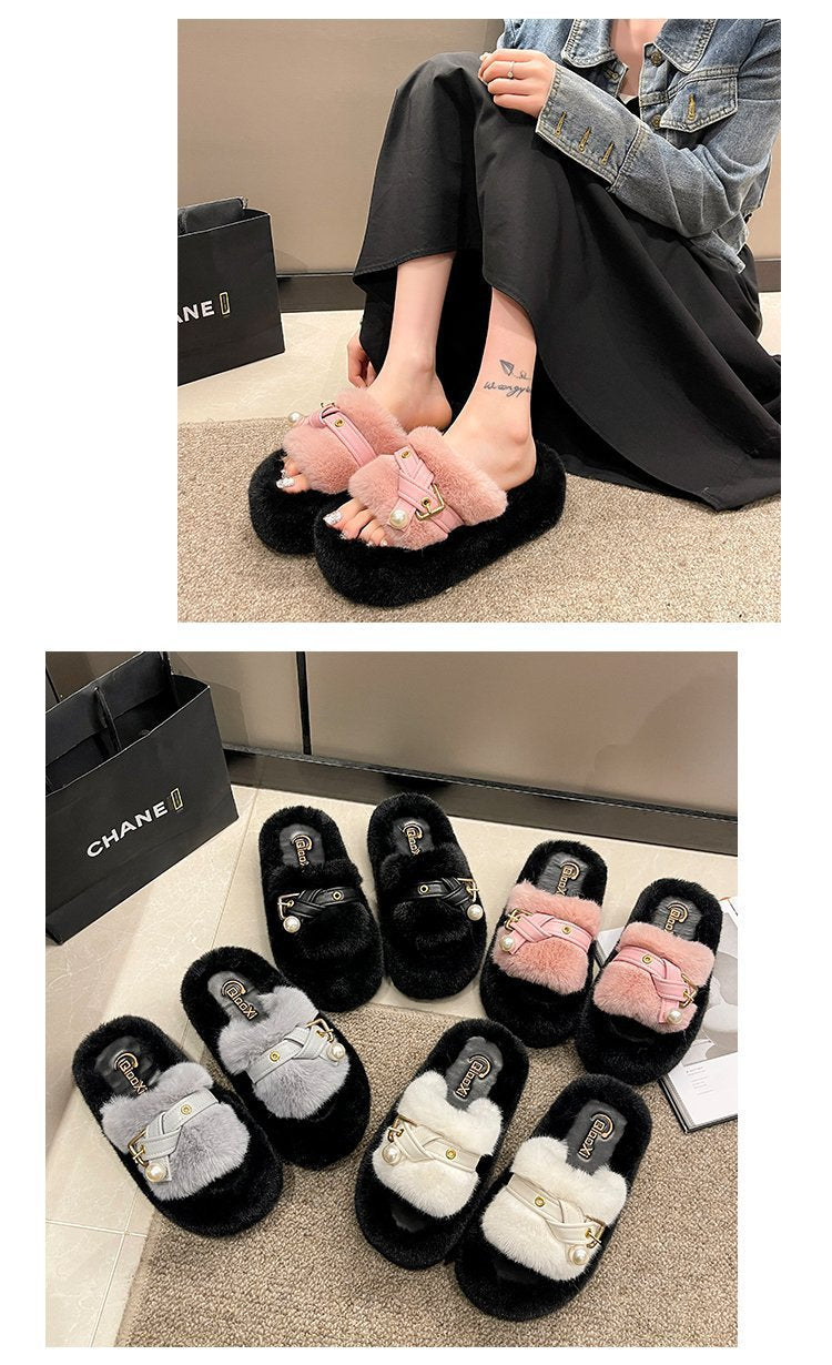 Color Matching Warm Fluffy Slippers