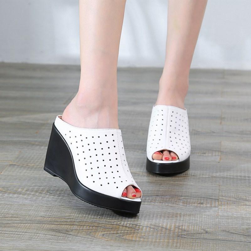 Soft Leather Fish Mouth Slippers