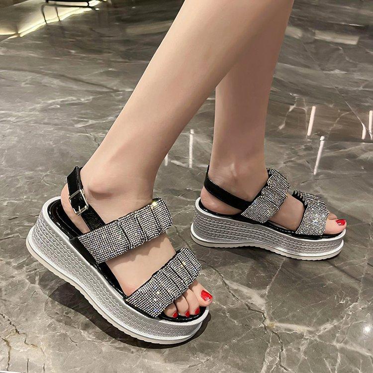 Cool Platform Crystals Heightening Sandals