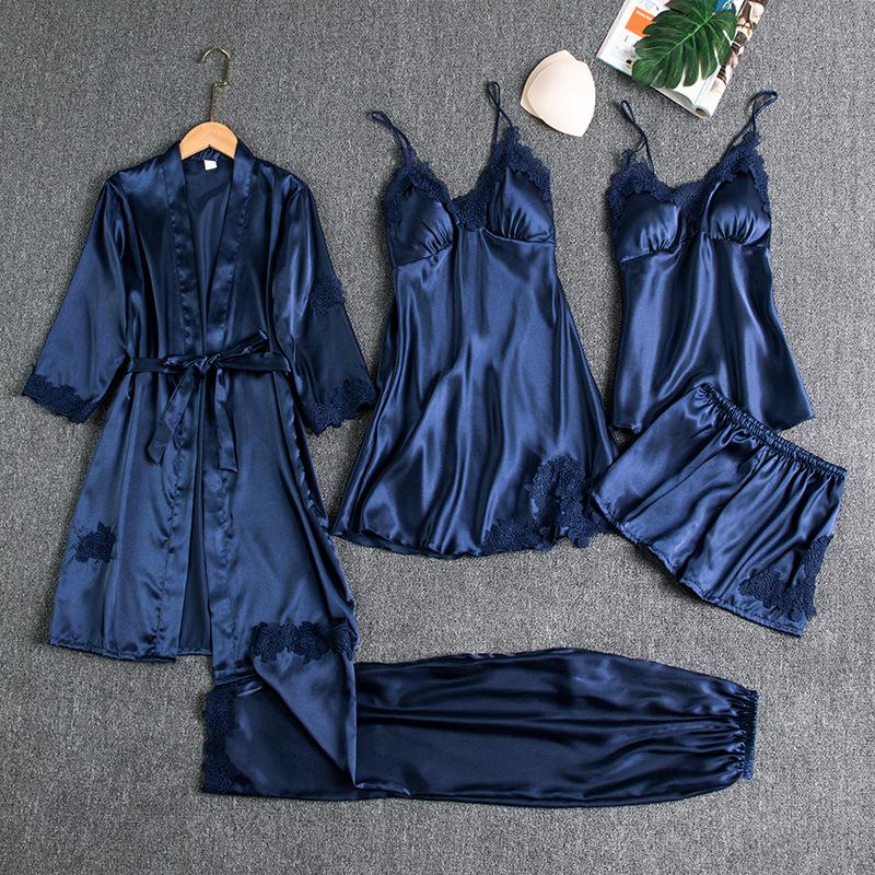 Satin Lace Pajamas Suits(5 PIECES)