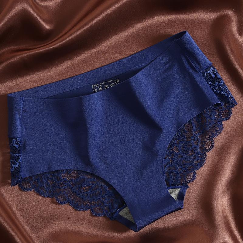 Ice Silk Lace Patchwork Seamless Gynecological Panties