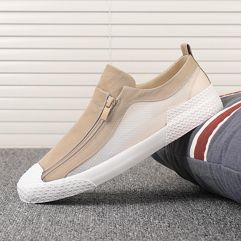 Sheer Zipper Breathable Canvas Shoes