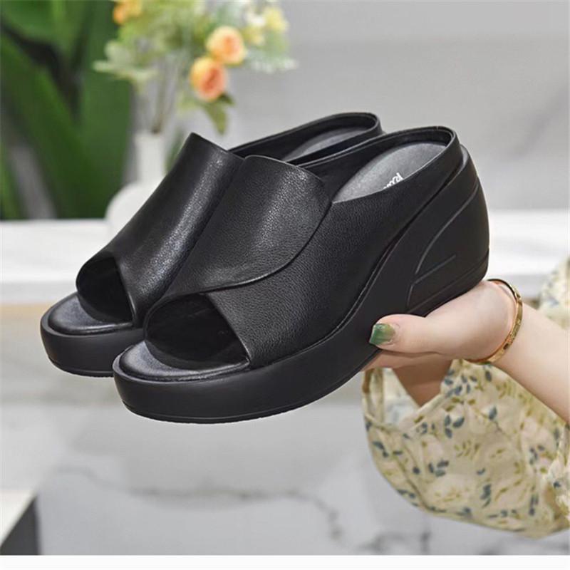 ITALY Soft Leather Orthopedic Fish Mouth Non-Slip Slippers