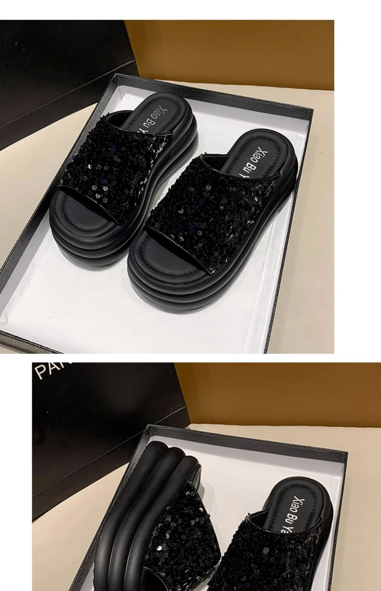 Elegant Bling Platform Slippers