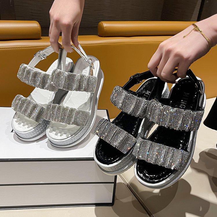 Cool Platform Crystals Heightening Sandals