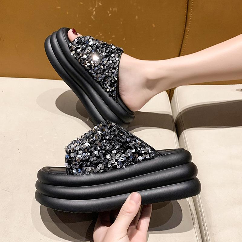 Elegant Bling Platform Slippers