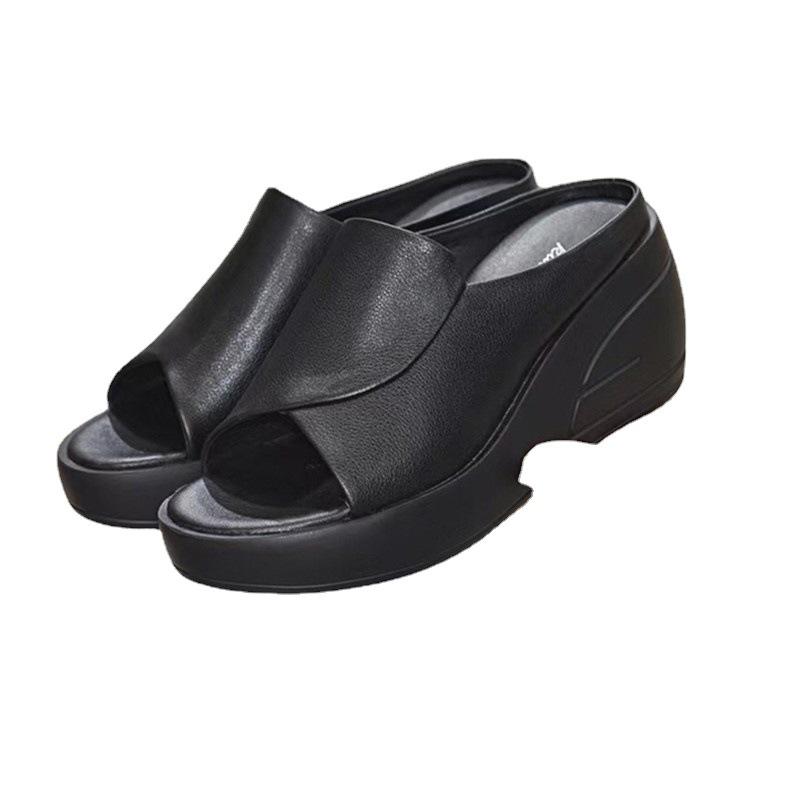 ITALY Soft Leather Orthopedic Fish Mouth Non-Slip Slippers