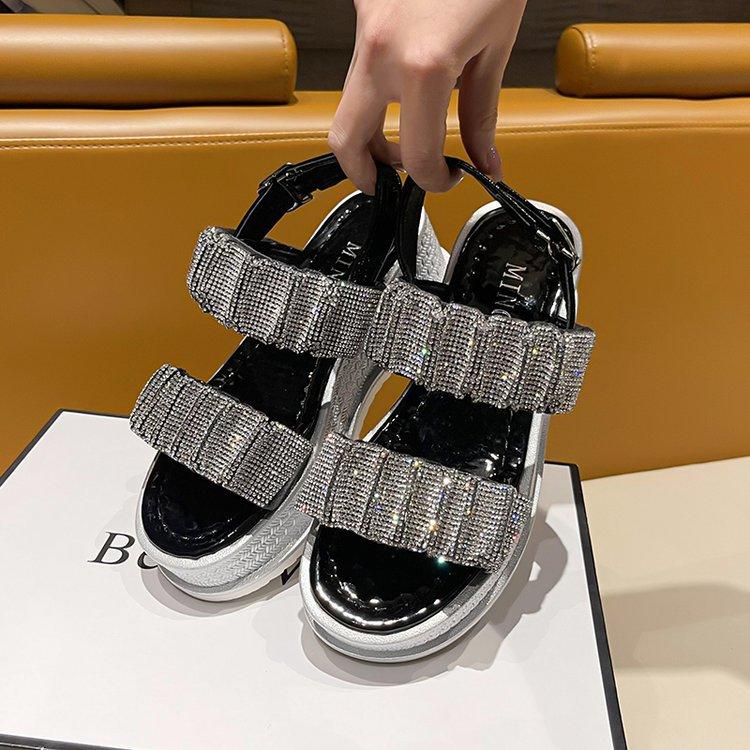 Cool Platform Crystals Heightening Sandals