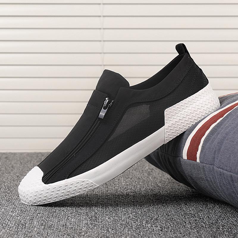Sheer Zipper Breathable Canvas Shoes
