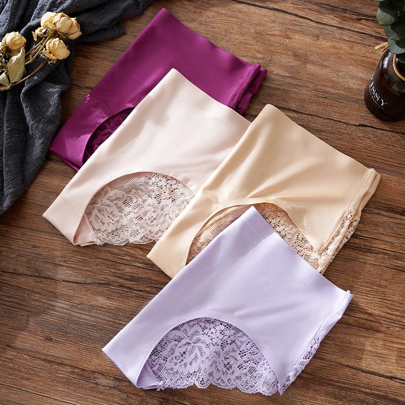Ice Silk Lace Patchwork Seamless Gynecological Panties