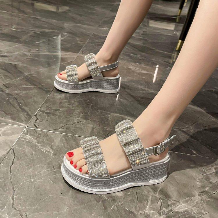 Cool Platform Crystals Heightening Sandals