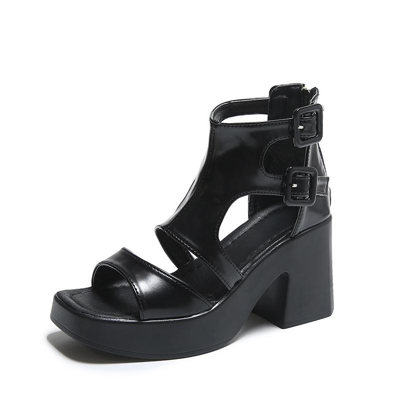 Cross-Strap Casual Roman High Heels Sandals