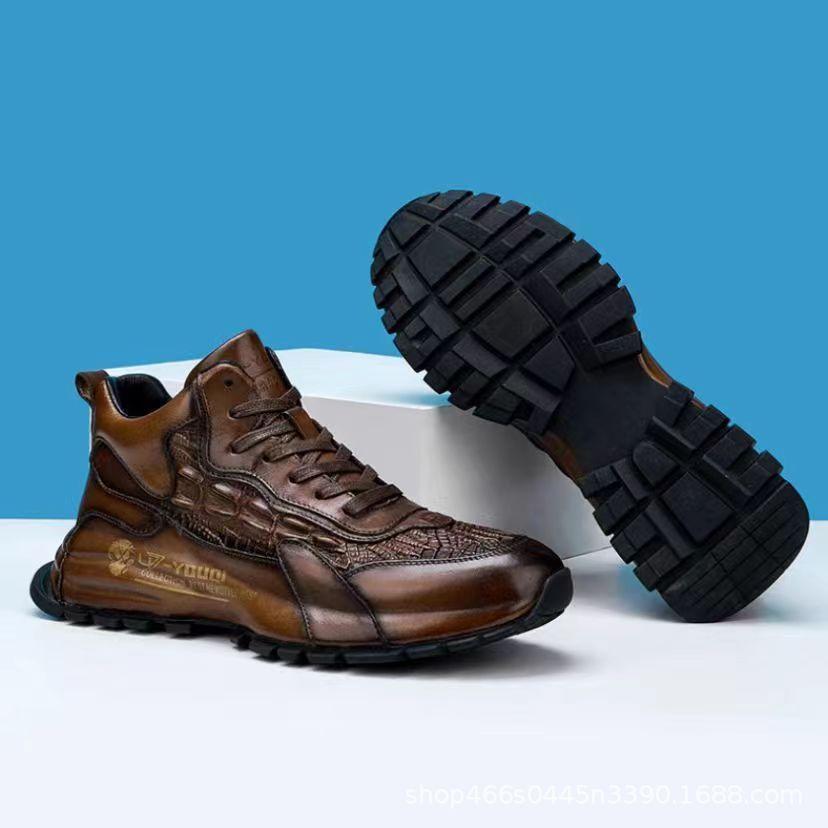 Cowhide Casual Heightening Thick-Soled Shoes