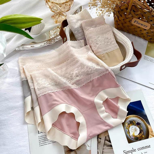 High-Waisted Lace Cotton Gynecological Panties