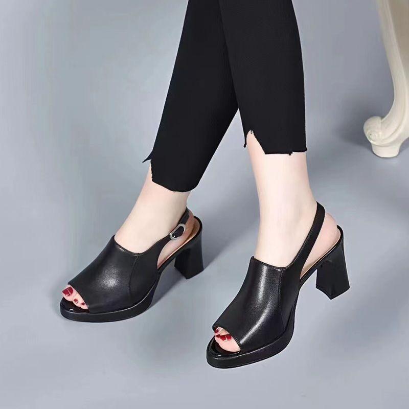 Fish Mouth Block Elegant High Heels Sandals