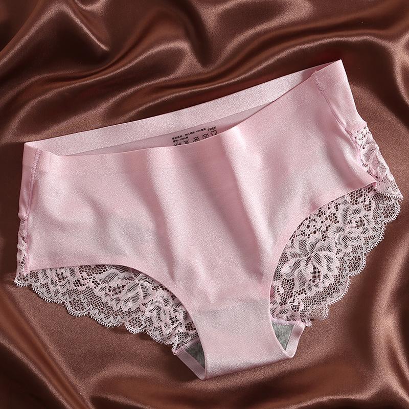 Ice Silk Lace Patchwork Seamless Gynecological Panties