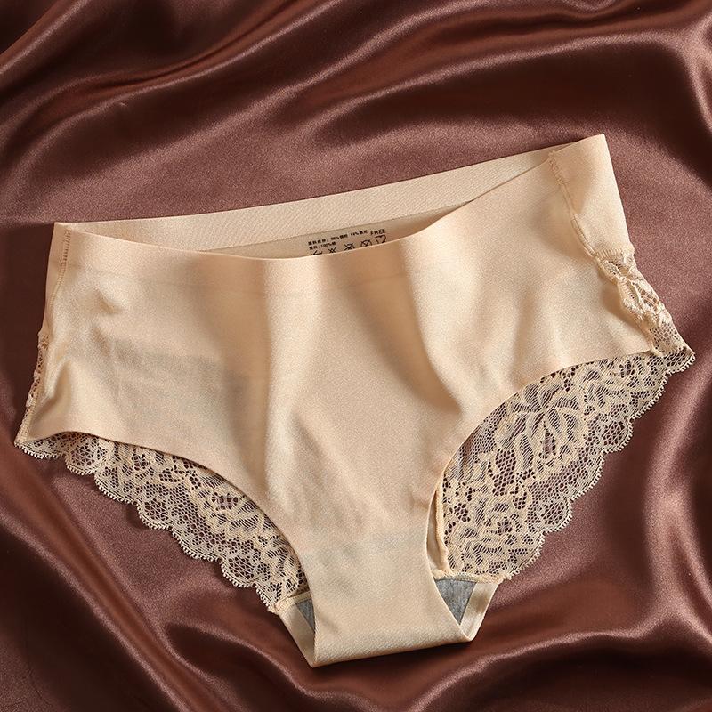 Ice Silk Lace Patchwork Seamless Gynecological Panties