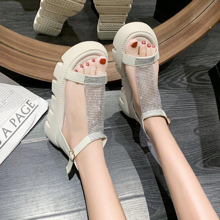 Bling Strap Casual Zipper Platform Sandals