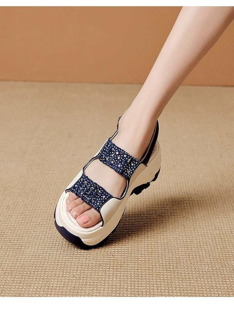 Comfy Platform Leather Bling sandals