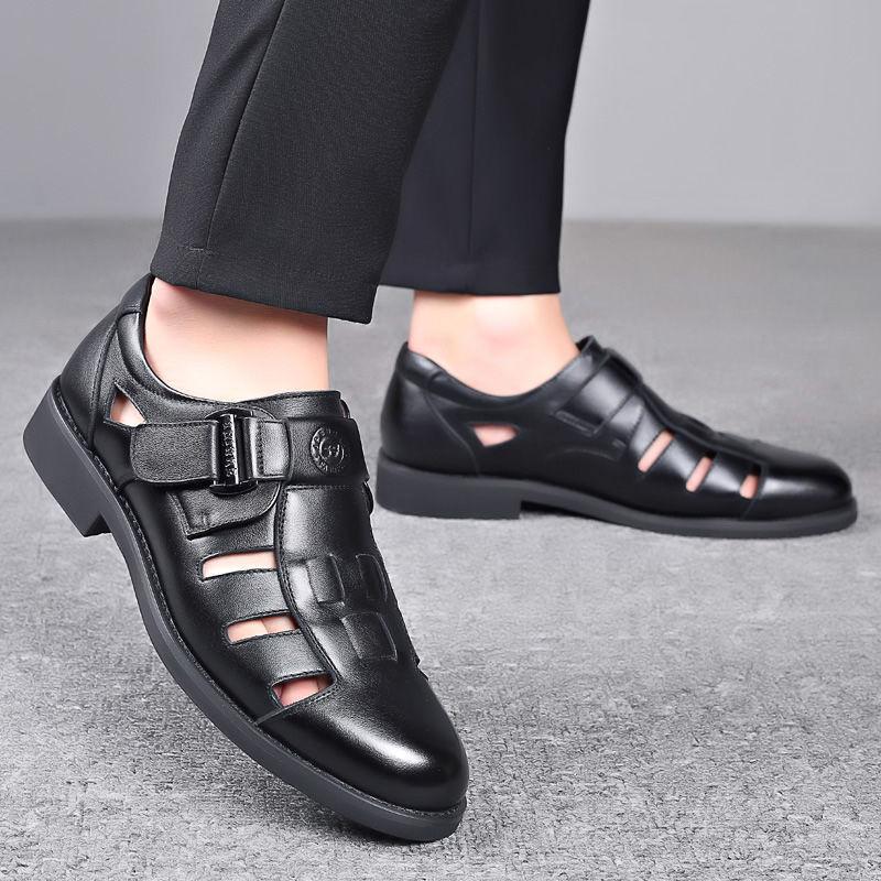 Cowhide Soft Breathable Hollow Sandals