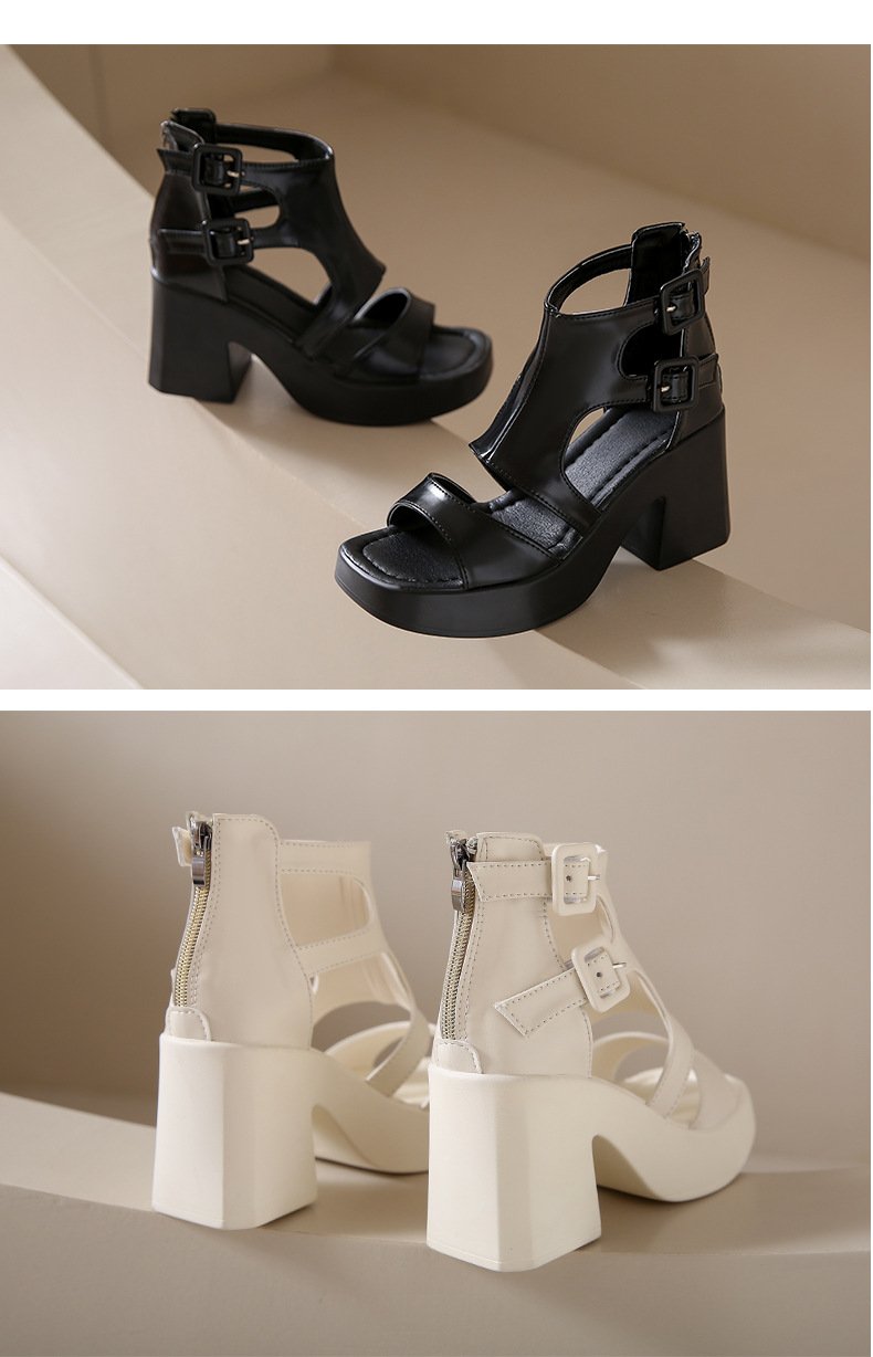 Cross-Strap Casual Roman High Heels Sandals