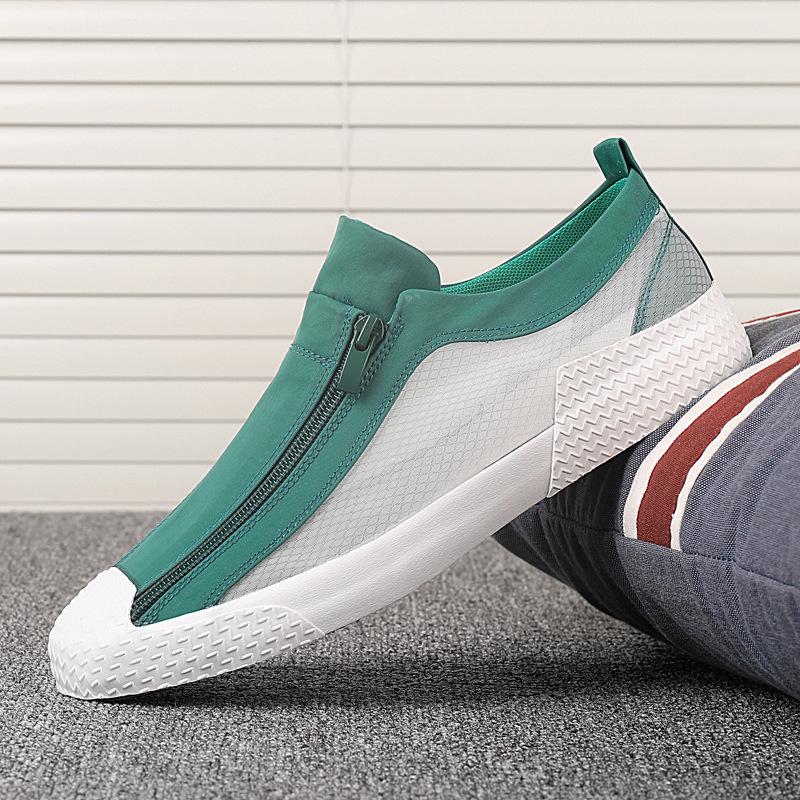 Sheer Zipper Breathable Canvas Shoes