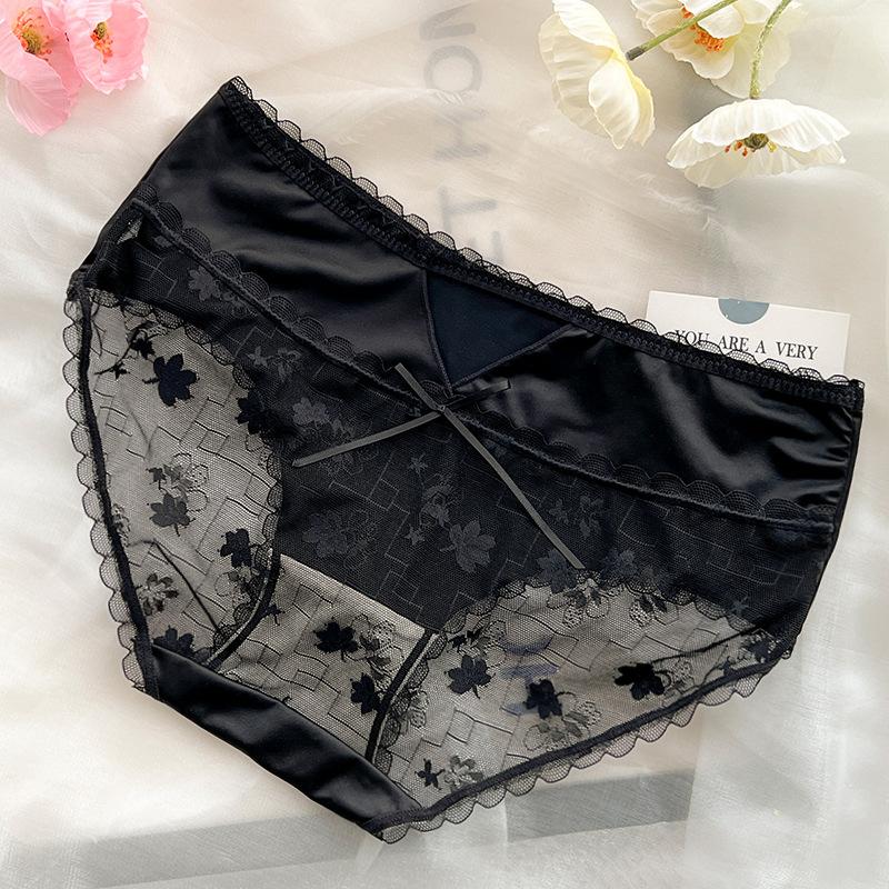 Satin Patchwork Lace Gynecological Panties