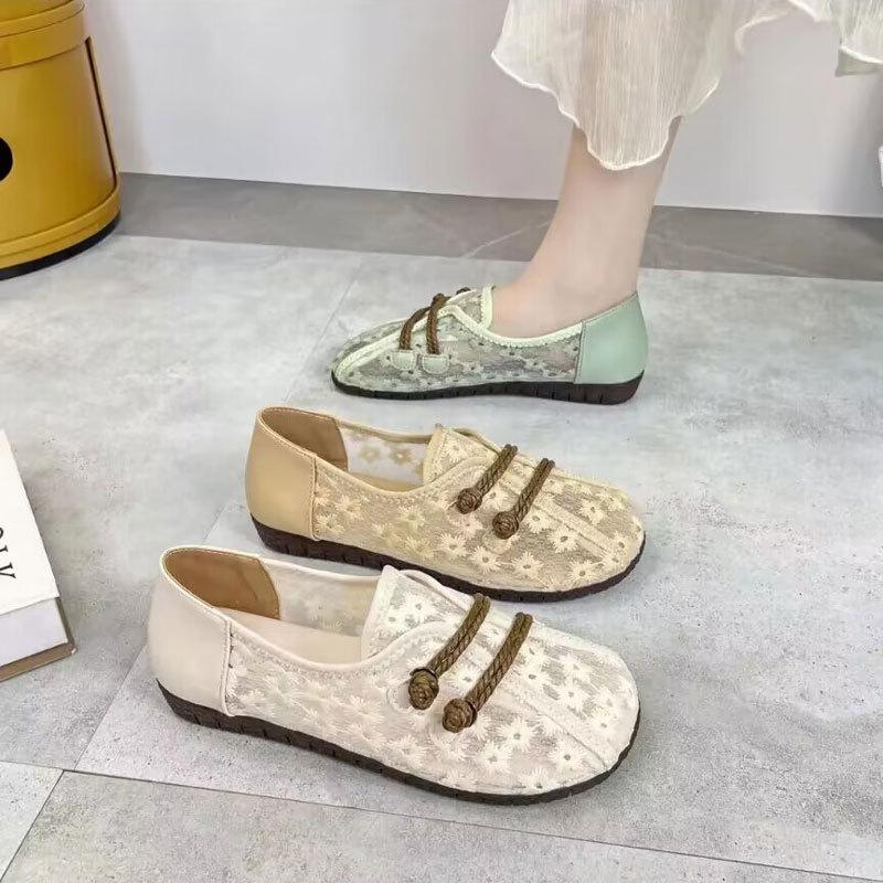 Sheer Floral Slip-On Soft Shoes