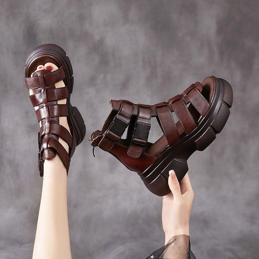 Handmade Leather Retro Casual Ankle Boots  Sandals