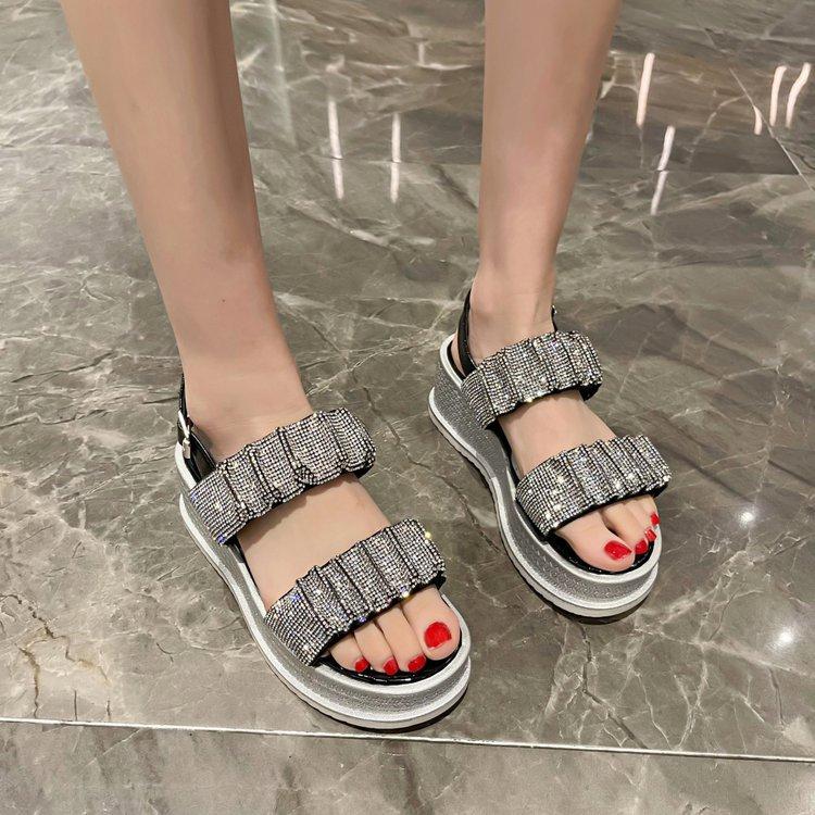 Cool Platform Crystals Heightening Sandals