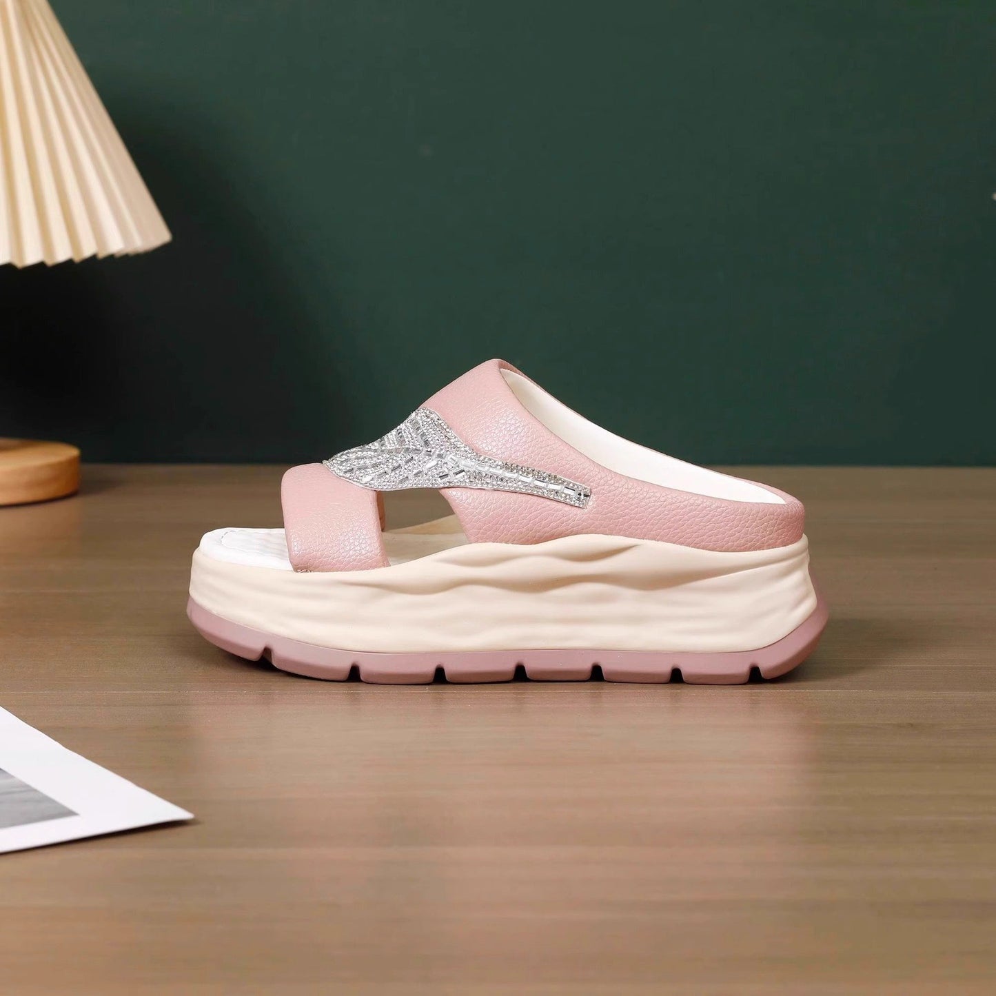 Modern Leaf Leather Comfy Slippers