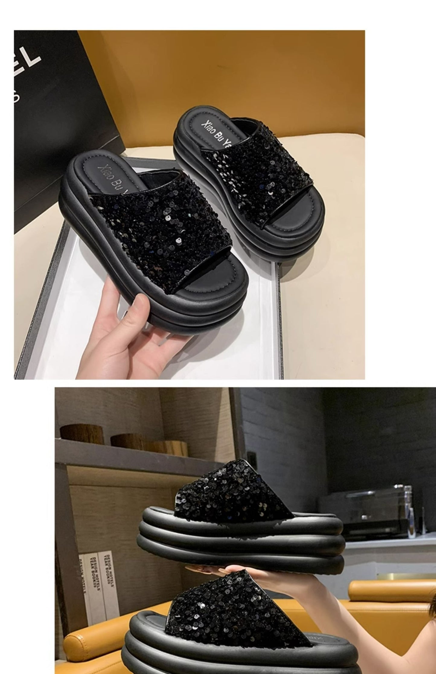 Elegant Bling Platform Slippers