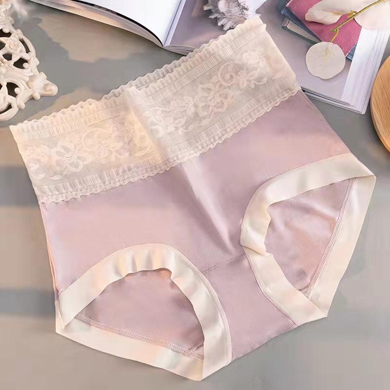 High-Waisted Lace Cotton Gynecological Panties