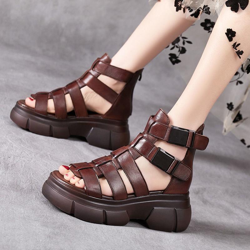 Handmade Leather Retro Casual Ankle Boots Sandals