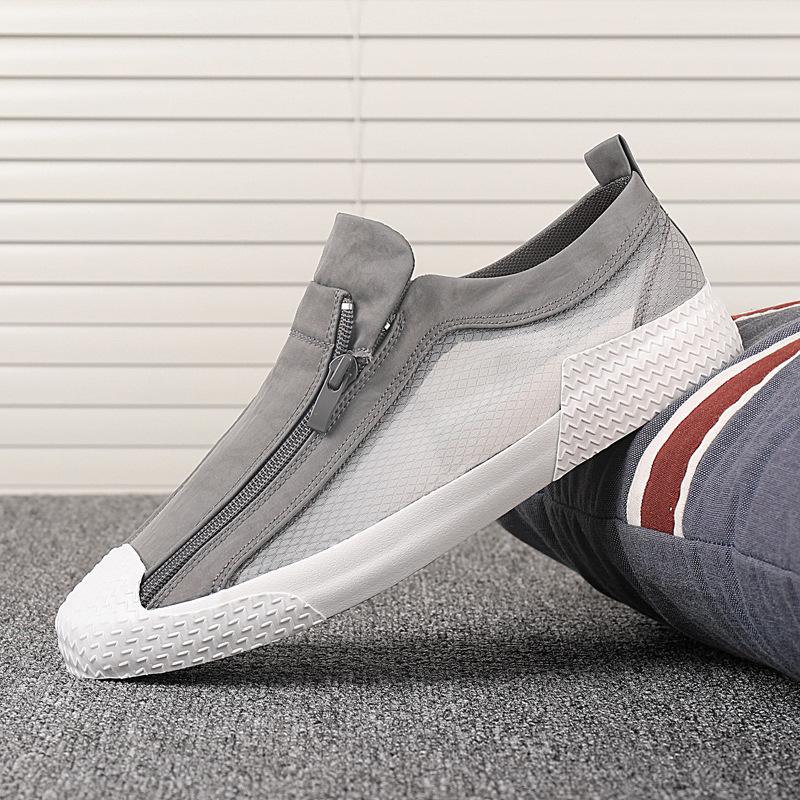 Sheer Zipper Breathable Canvas Shoes