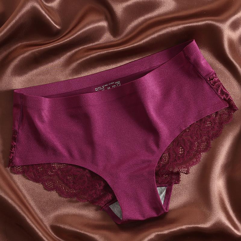 Ice Silk Lace Patchwork Seamless Gynecological Panties