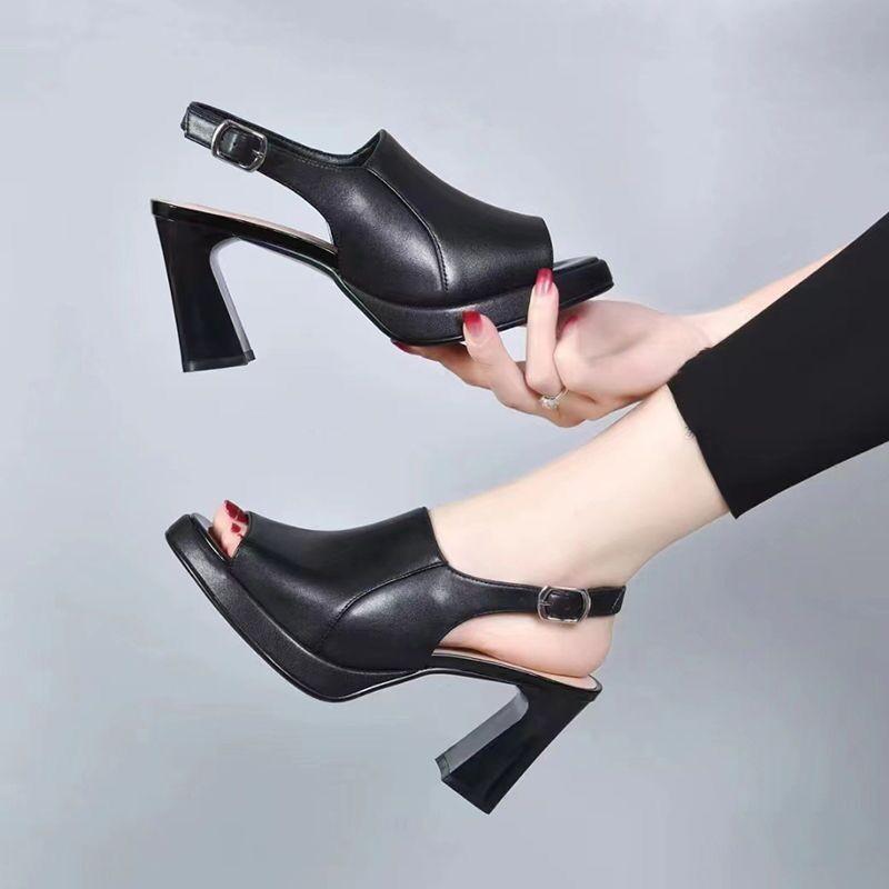 Fish Mouth Block Elegant High Heels Sandals