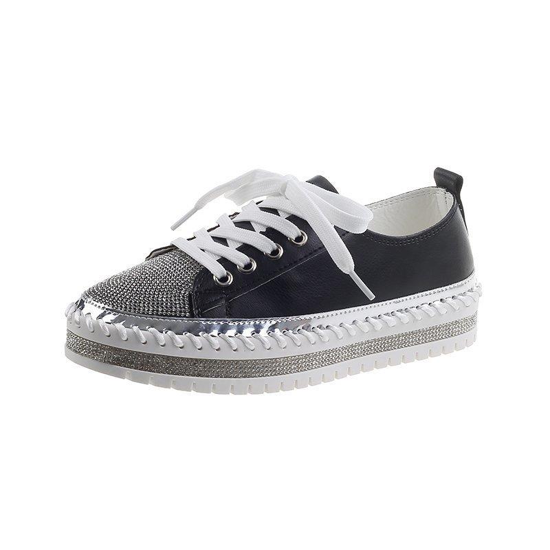 Crystals Bling Leather Round Toe Shoes