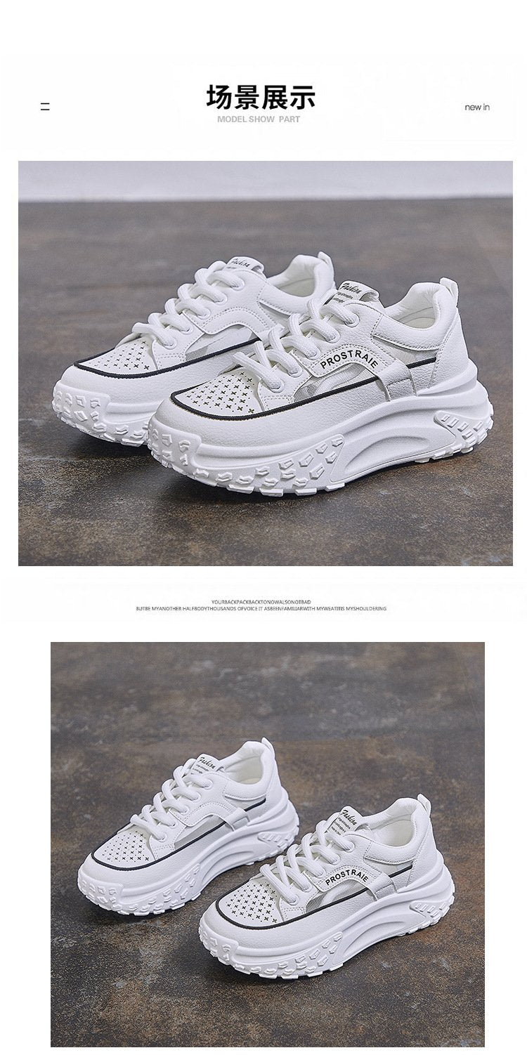 Comfy Breathable Leather Chunky Shoes