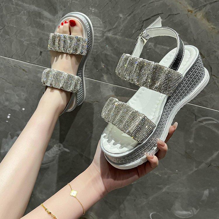 Cool Platform Crystals Heightening Sandals