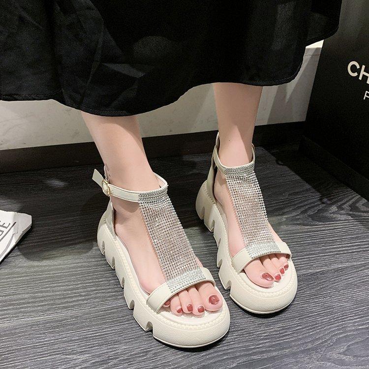 Bling Strap Casual Zipper Platform Sandals