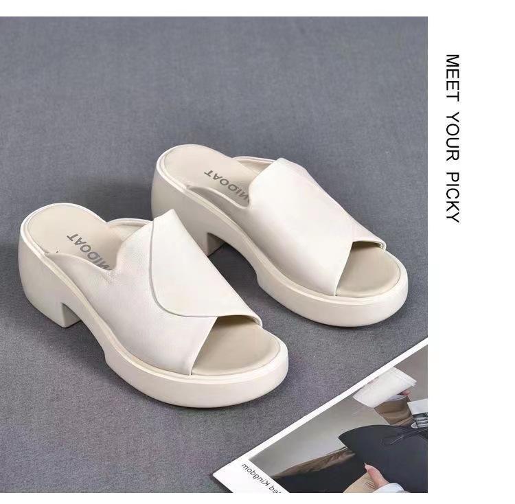 Chunky Leather Casual Waterproof Walking Slippers